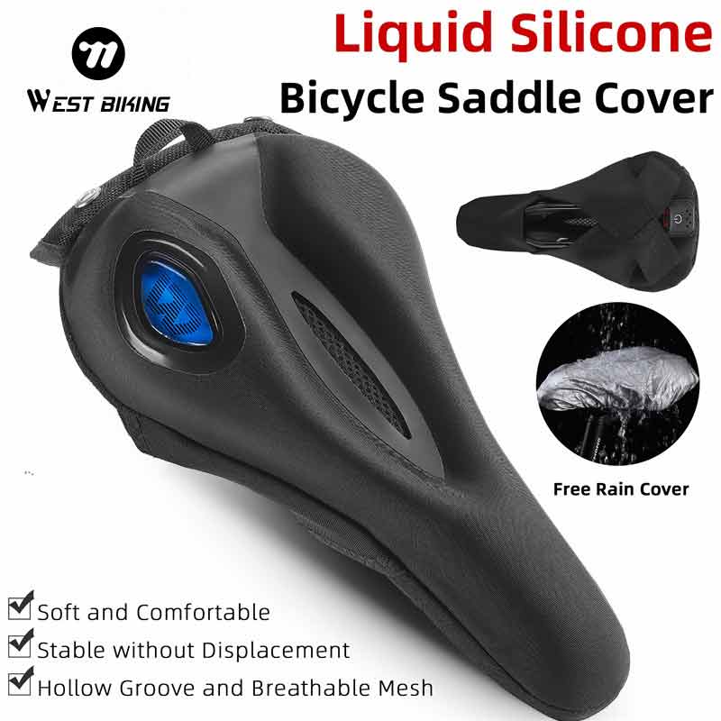 Bike Tail Light - WEST BIKING ปลอกเบาะจักรยานซิลิโคนเหลวพร้อมไฟท้าย ปลอกกันฝน นุ่ม ลดแรงกระแทก