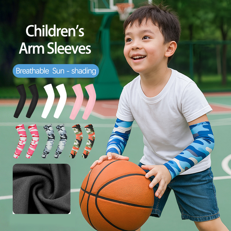 Cycling Arm Warmers - เด็กแขนแขน Anti-sunburn ฤดูร้อนชายหญิงแขนผ้าไหมน้ําแข็งบางกลางแจ้งวัยรุ่นกีฬาขี่จักรยานเด็กแขนยืดหยุ่น