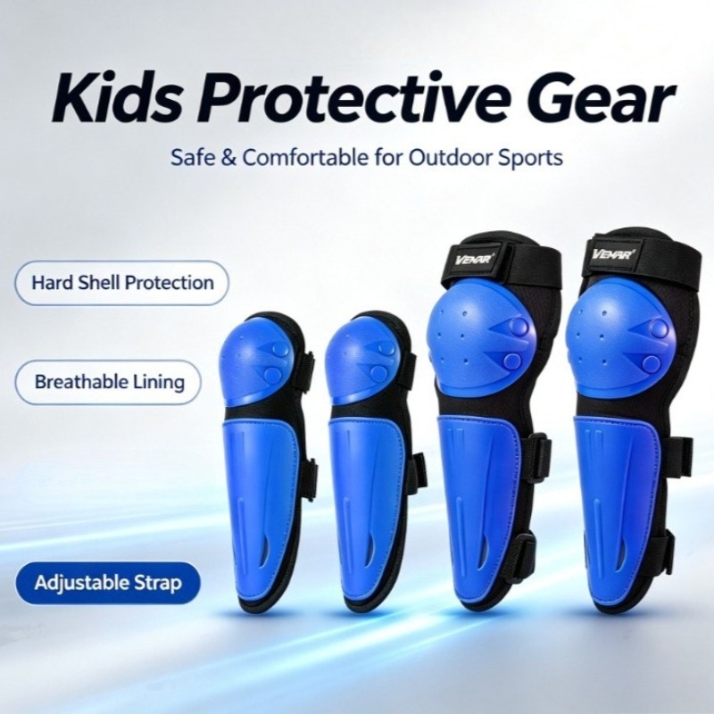 Cycling Protective Gear Kids - ชุดอุปกรณ์ป้องกันสำหรับเด็กขี่มอเตอร์ไซค์ ชุดป้องกันเข่าและข้อศอกสำหรับมอเตอร์ไซค์ ถุงมือป้องกันข้อศอกและเข่าสำหรับกีฬา