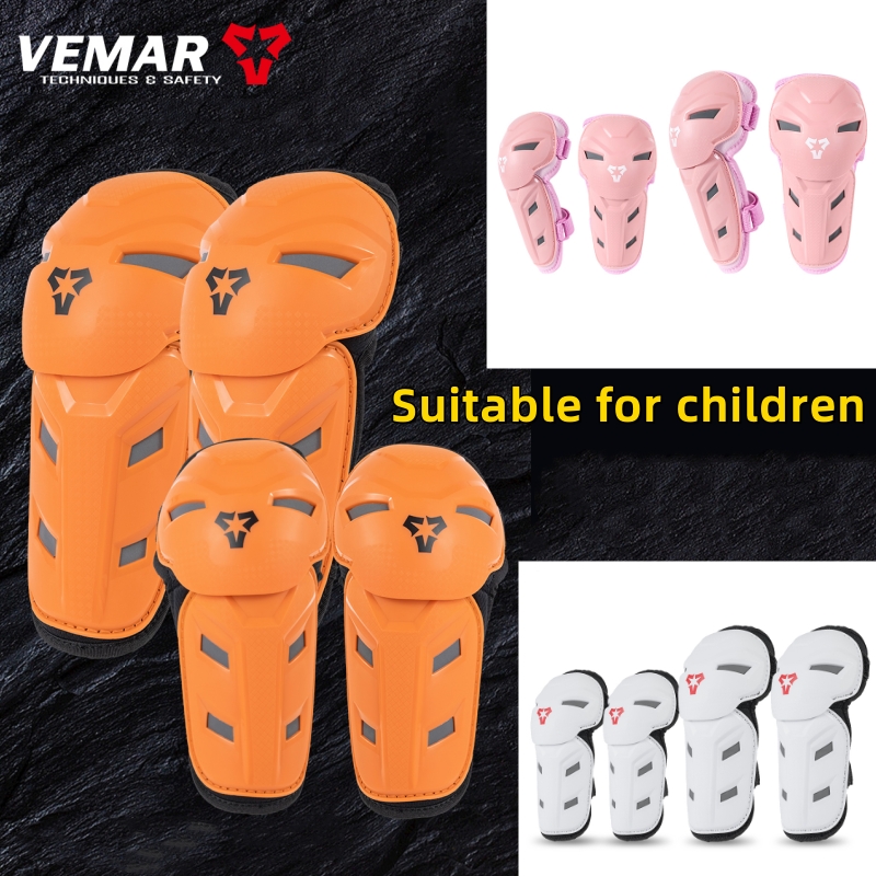 Cycling Protective Gear Kids - ชุดป้องกันการบาดเจ็บสำหรับเด็ก VEMAR แบบออฟโรด ปรับขนาดได้ สำหรับมอเตอร์ไซค์/โรลเลอร์สเก็ต แผ่นรองศอกและหัวเข่าสำหรับเด็ก