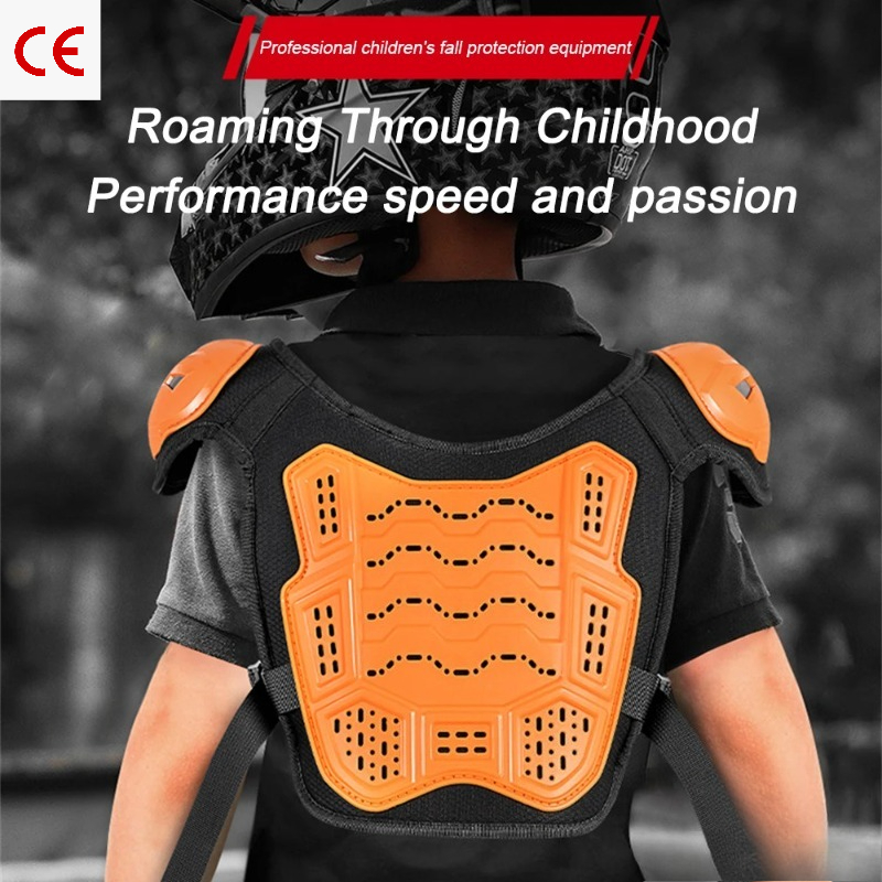 Cycling Protective Gear Kids - ชุดเกราะป้องกันสำหรับเด็ก, เสื้อกั๊กป้องกันสำหรับมอเตอร์ครอส, อุปกรณ์กันกระแทกพร้อมสนับเข่าสำหรับเด็กขี่จักรยานและปั่นจักรยานในชีวิตประจำวัน