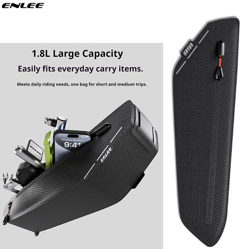 Cycling Gear For Commuting - กระเป๋าติดท่อบนจักรยาน ENLEE กระเป๋าสามเหลี่ยมสำหรับเดินทาง กระเป๋าใส่เครื่องมือสำหรับจักรยานเสือหมอบ กระเป๋าติดคานขวางกันน้ำ อุปกรณ์ปั่นจักรยาน