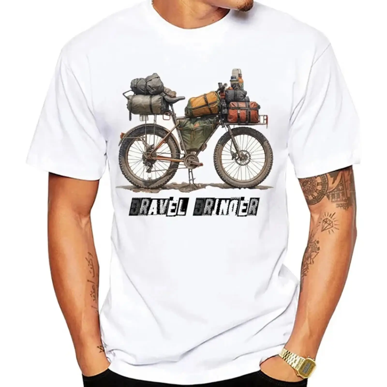 Cycling Gear Design - เสื้อยืดปั่นจักรยานกราเวลไบค์แพ็คกิ้งสำหรับผู้ชาย ฤดูร้อน จักรยานฟิกซ์เกียร์ SP สไตล์วินเทจ ซักแล้ว