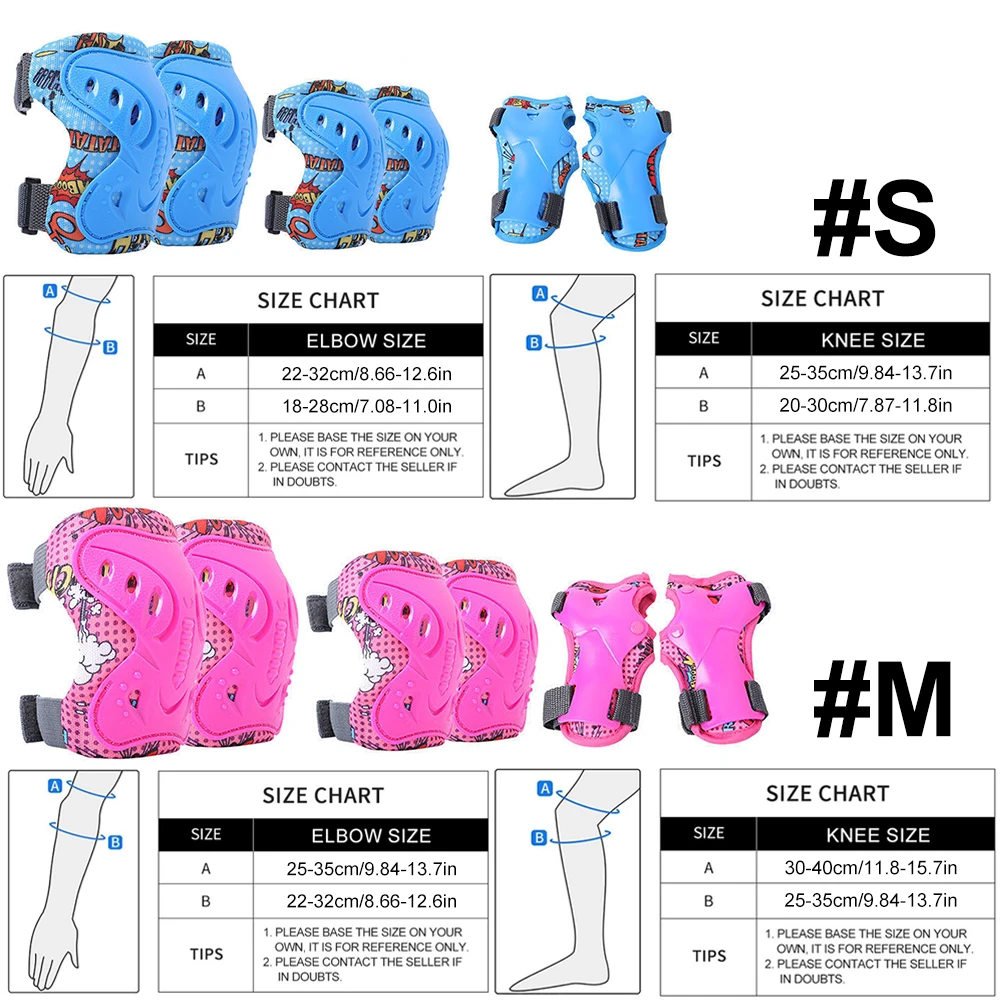 6 ชิ้นเด็ก 3-12 ปีเข่าข้อศอก P - Cycling Protective Gear Kids บทวิจารณ์และราคา